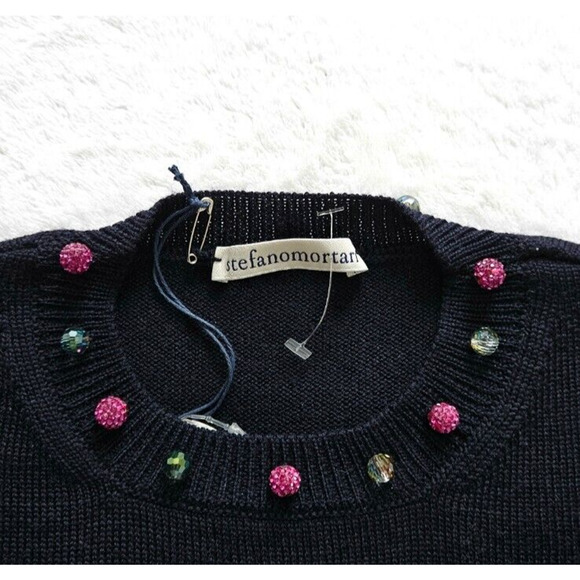 STEFANO MORTARI Italy embellished "resort ready" goop sweater nwt $480 it-40 / s - Picture 3 of 11